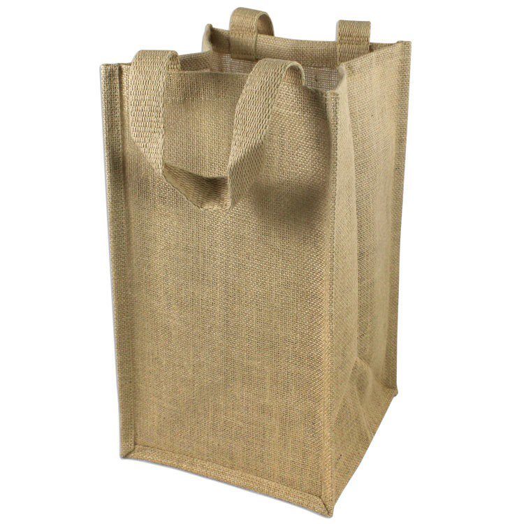 Image showing Four bottle jute bag