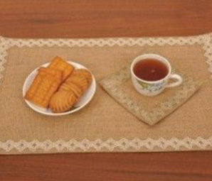 Jute Coaster and Tea mat with Tea cup and biscuits image