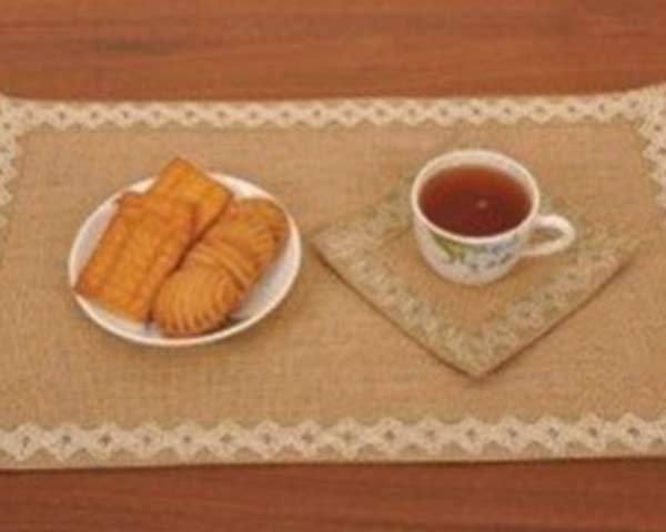 Jute Coaster and Tea mat with Tea cup and biscuits image