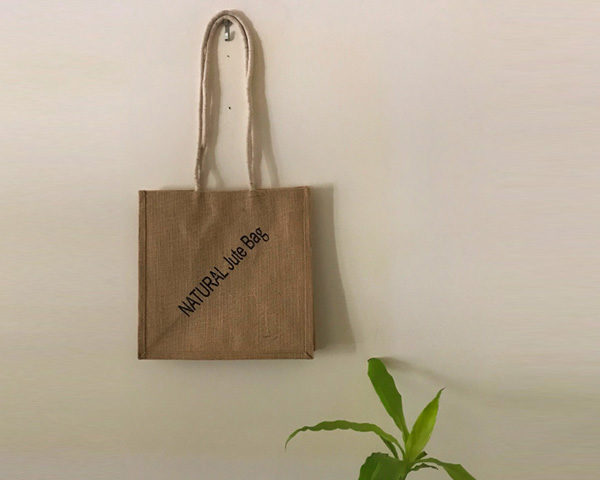 Jute bag hanged on a wall image